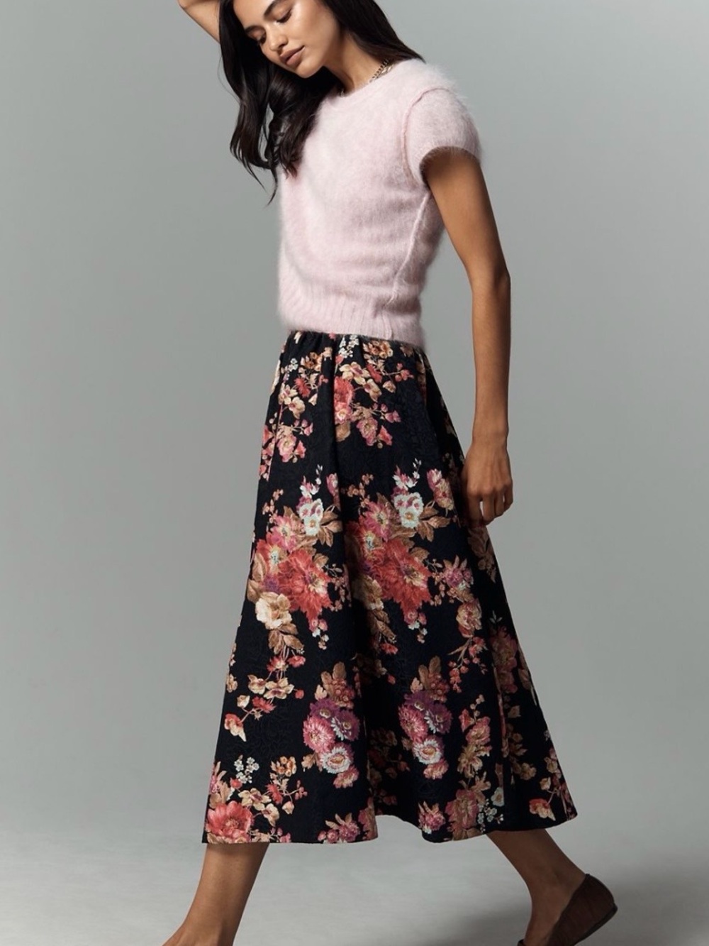 Maeve Anthropologie Floral Jacquard Midi Skirt XS Petite NWT $178